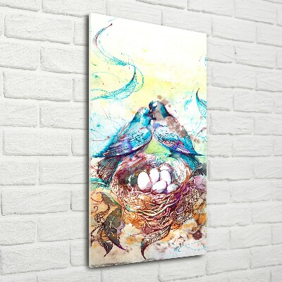 Cuadro de cristal moderno efecto brillo vertical Familia