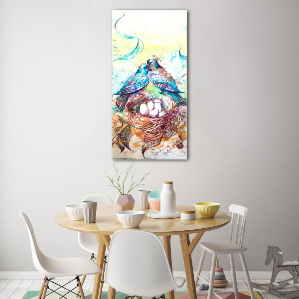 Cuadro de cristal moderno efecto brillo vertical Familia