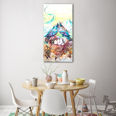 Cuadro de cristal moderno efecto brillo vertical Familia