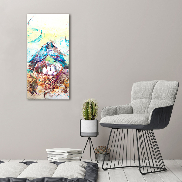 Cuadro de cristal moderno efecto brillo vertical Familia