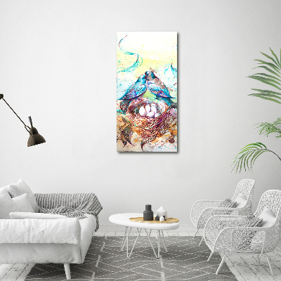 Cuadro de cristal moderno efecto brillo vertical Familia