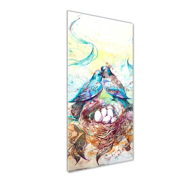 Cuadro de cristal moderno efecto brillo vertical Familia