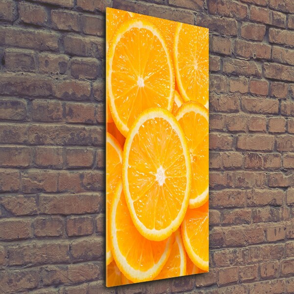 Cuadro de cristal moderno efecto brillo vertical rodajas de naranja