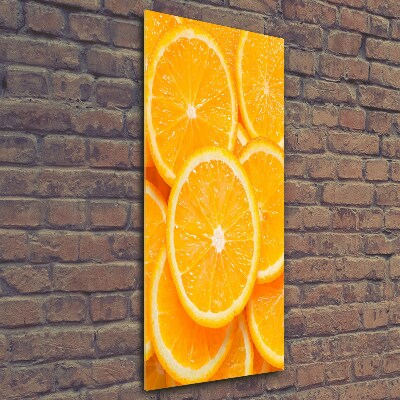 Cuadro de cristal moderno efecto brillo vertical rodajas de naranja