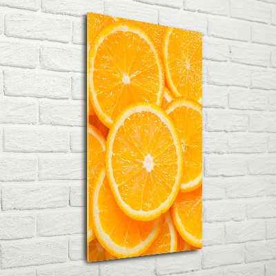 Cuadro de cristal moderno efecto brillo vertical rodajas de naranja