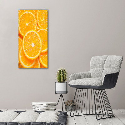 Cuadro de cristal moderno efecto brillo vertical rodajas de naranja