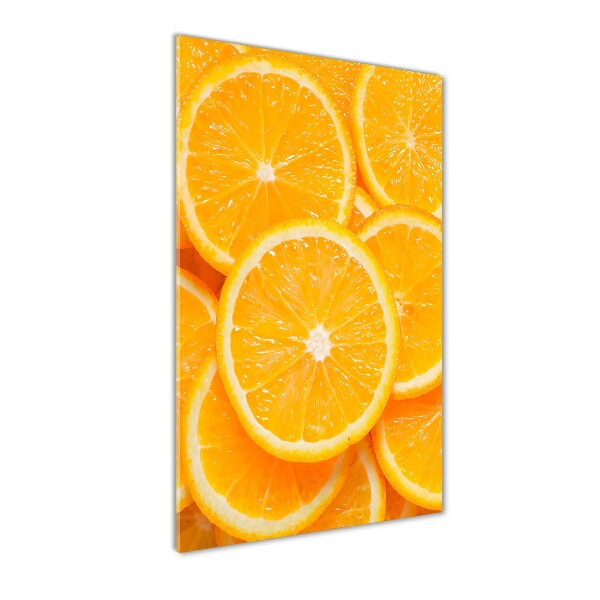 Cuadro de cristal moderno efecto brillo vertical rodajas de naranja