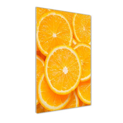 Cuadro de cristal moderno efecto brillo vertical rodajas de naranja