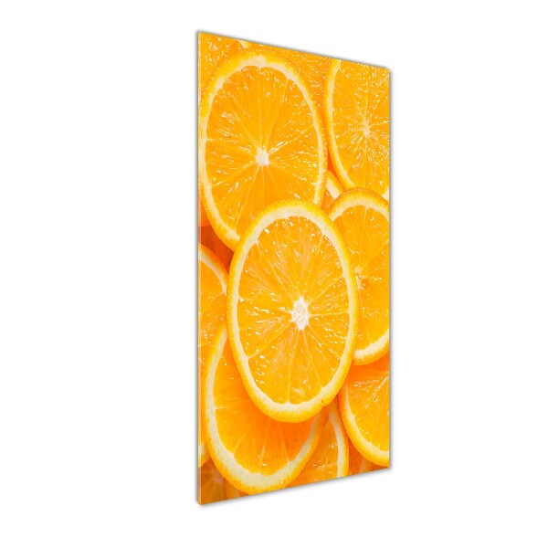 Cuadro de cristal moderno efecto brillo vertical rodajas de naranja