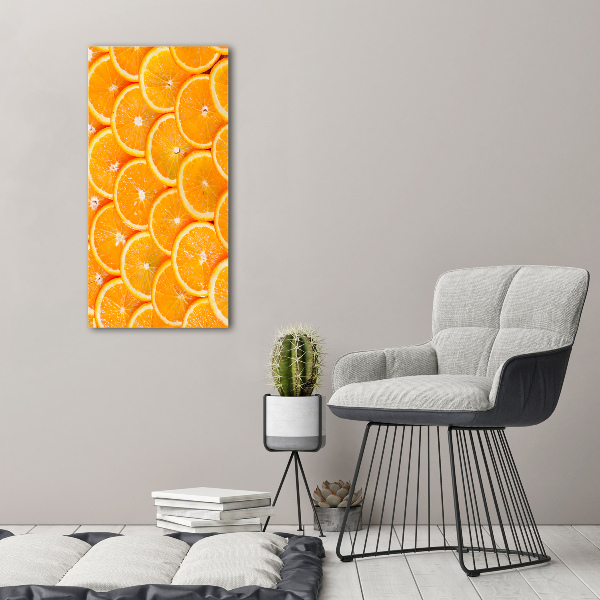 Cuadro decorativo en cristal con canto pulido vertical rodajas de naranja