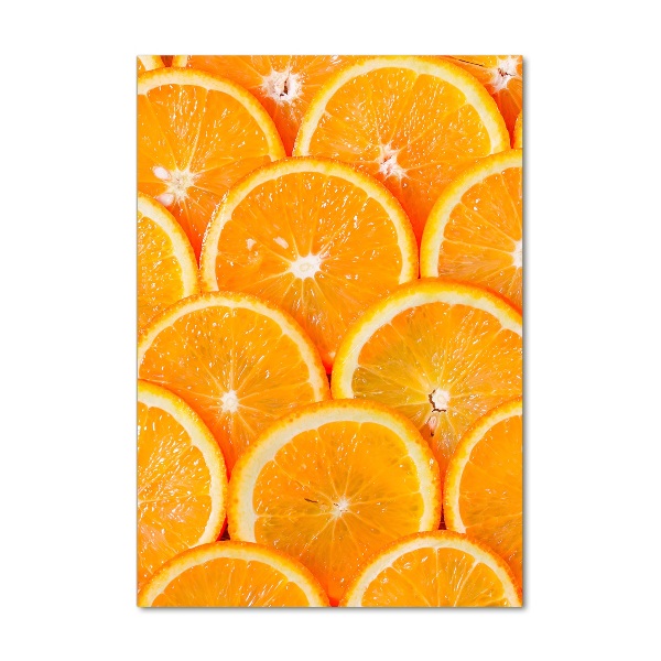 Cuadro decorativo en cristal con canto pulido vertical rodajas de naranja