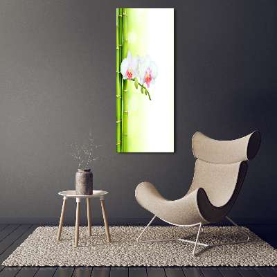 Cuadro de vidrio templado 4mm para pared vertical Orquídea y bambú