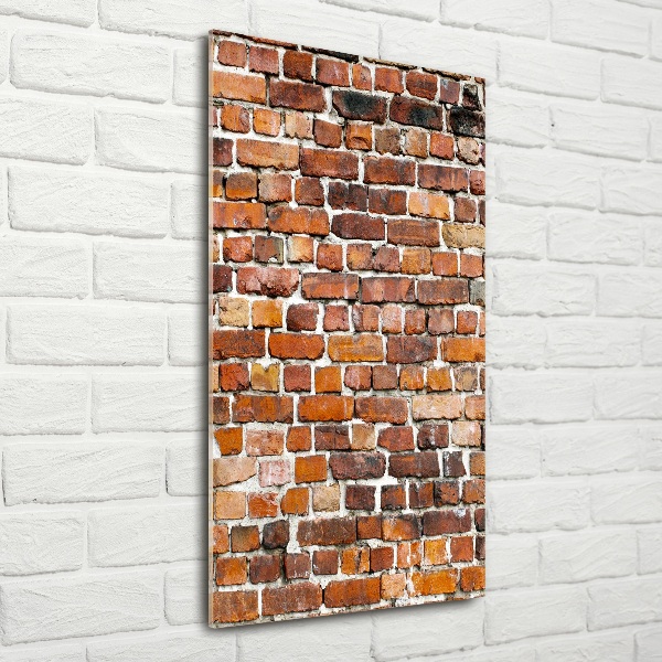 Cuadro decorativo en cristal con canto pulido vertical pared de ladrillos