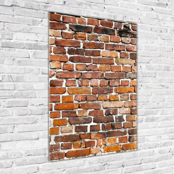Cuadro decorativo en cristal con canto pulido vertical pared de ladrillos