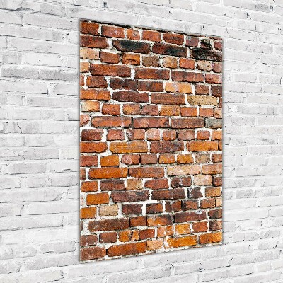 Cuadro decorativo en cristal con canto pulido vertical pared de ladrillos