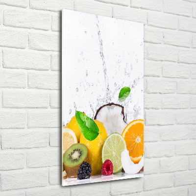 Cuadro de cristal moderno efecto brillo vertical Fruta
