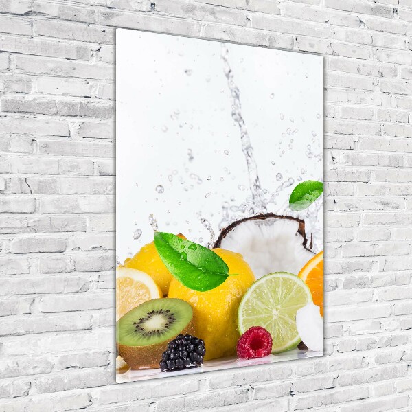 Cuadro de cristal moderno efecto brillo vertical Fruta