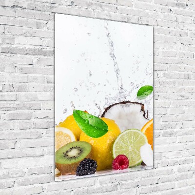 Cuadro de cristal moderno efecto brillo vertical Fruta