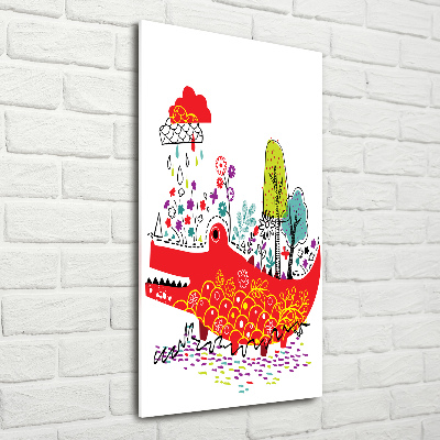 Cuadro decorativo en cristal con canto pulido vertical Cocodrilo