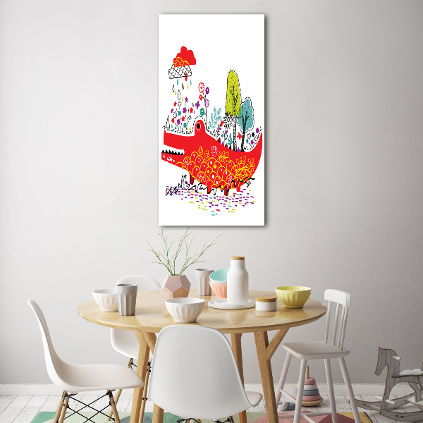 Cuadro decorativo en cristal con canto pulido vertical Cocodrilo