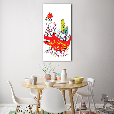 Cuadro decorativo en cristal con canto pulido vertical Cocodrilo
