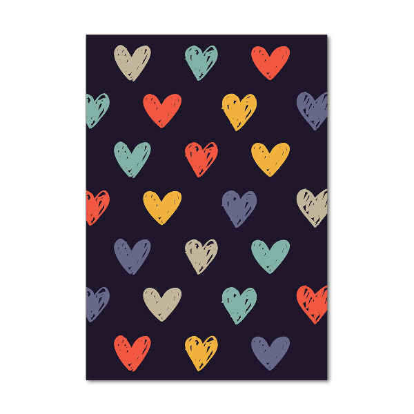 Cuadro de vidrio templado 4mm para pared vertical Corazones de colores