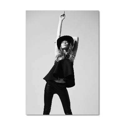 Fotocuadro de cristal elegante para hogar vertical Mujer de negro