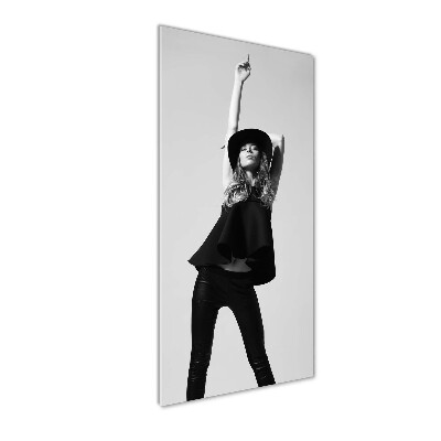 Fotocuadro de cristal elegante para hogar vertical Mujer de negro