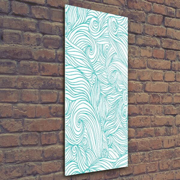 Fotocuadro de cristal elegante para hogar vertical Ondas azules