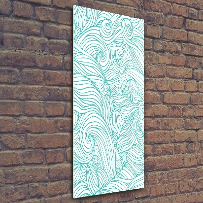 Fotocuadro de cristal elegante para hogar vertical Ondas azules