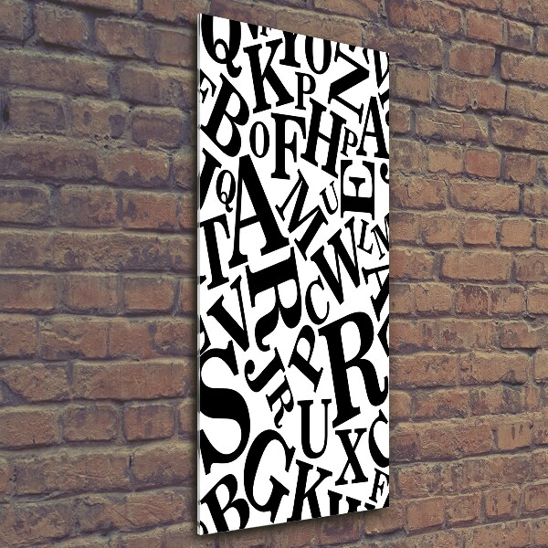 Cuadro decorativo en cristal con canto pulido vertical Alfabeto