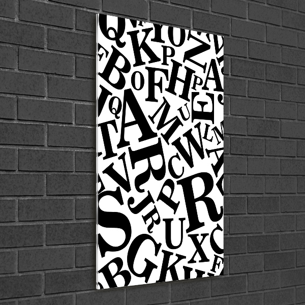 Cuadro decorativo en cristal con canto pulido vertical Alfabeto