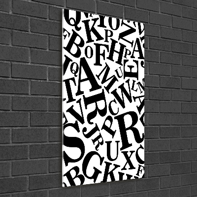 Cuadro decorativo en cristal con canto pulido vertical Alfabeto