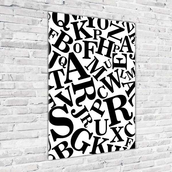 Cuadro decorativo en cristal con canto pulido vertical Alfabeto