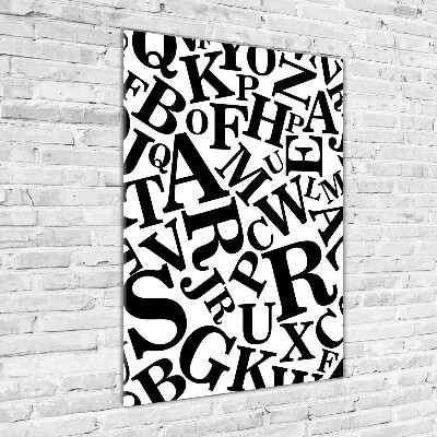 Cuadro decorativo en cristal con canto pulido vertical Alfabeto