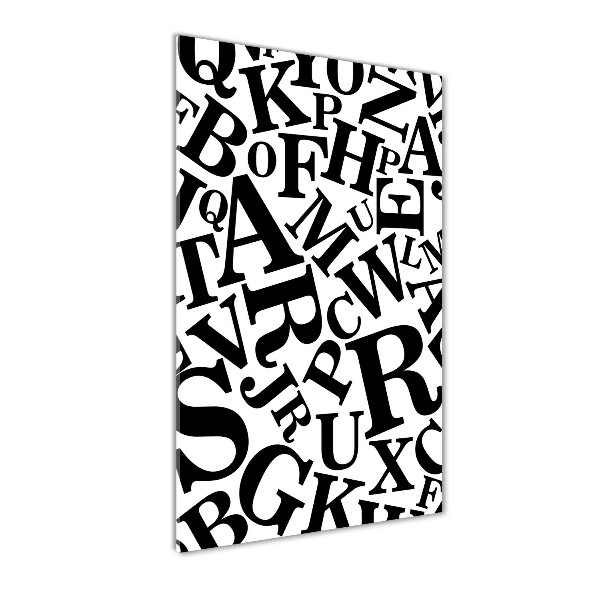 Cuadro decorativo en cristal con canto pulido vertical Alfabeto