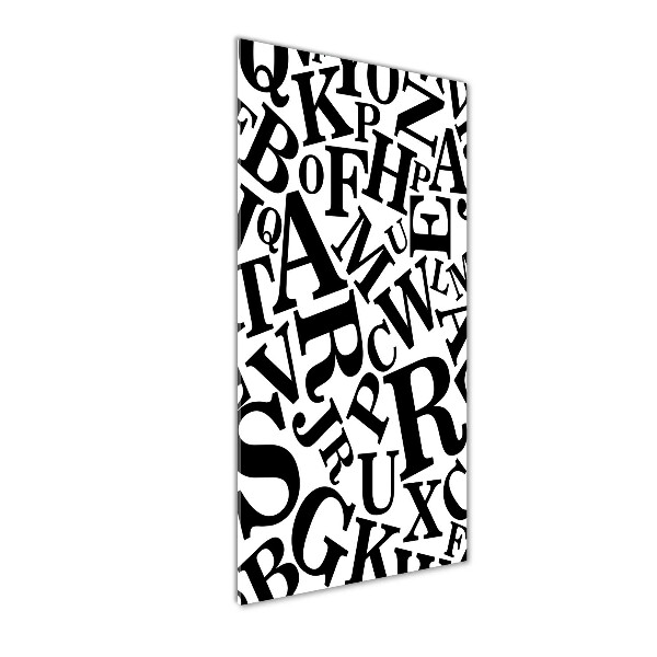 Cuadro decorativo en cristal con canto pulido vertical Alfabeto