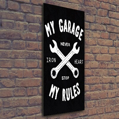 Cuadro de vidrio templado 4mm para pared vertical Mi garaje