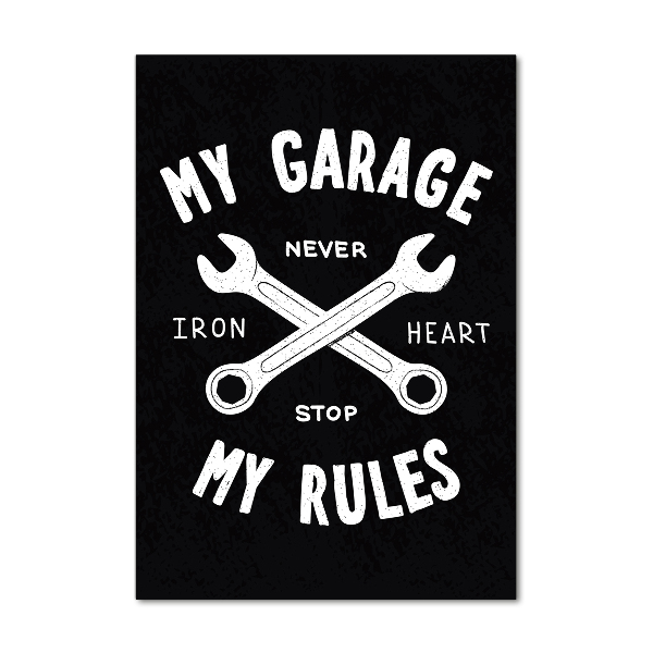 Cuadro de vidrio templado 4mm para pared vertical Mi garaje