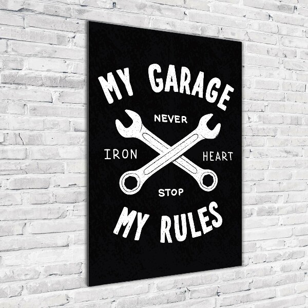 Cuadro de vidrio templado 4mm para pared vertical Mi garaje