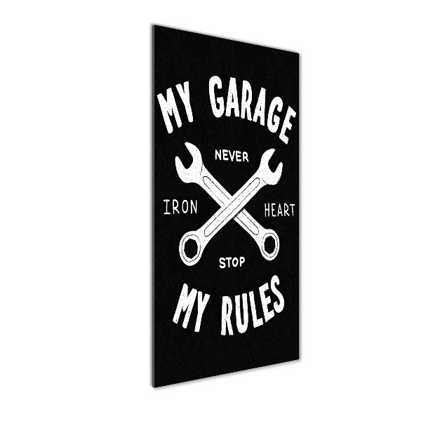 Cuadro de vidrio templado 4mm para pared vertical Mi garaje