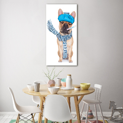 Fotocuadro de cristal elegante para hogar vertical perro enfermo