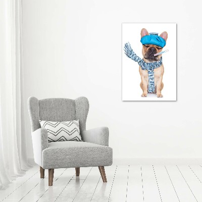 Fotocuadro de cristal elegante para hogar vertical perro enfermo