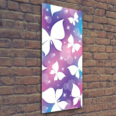 Cuadro de cristal moderno efecto brillo vertical Mariposas