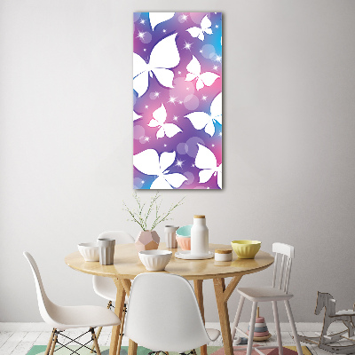 Cuadro de cristal moderno efecto brillo vertical Mariposas