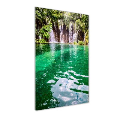 Cuadro decorativo en cristal con canto pulido vertical Lagos de Plitvice