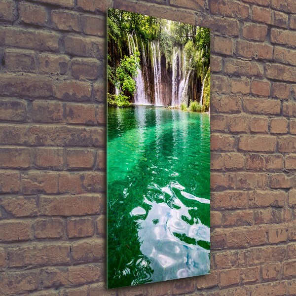 Cuadro decorativo en cristal con canto pulido vertical Lagos de Plitvice