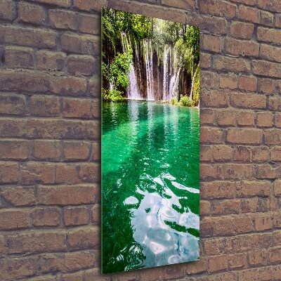 Cuadro decorativo en cristal con canto pulido vertical Lagos de Plitvice