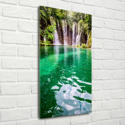 Cuadro decorativo en cristal con canto pulido vertical Lagos de Plitvice