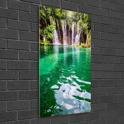 Cuadro decorativo en cristal con canto pulido vertical Lagos de Plitvice
